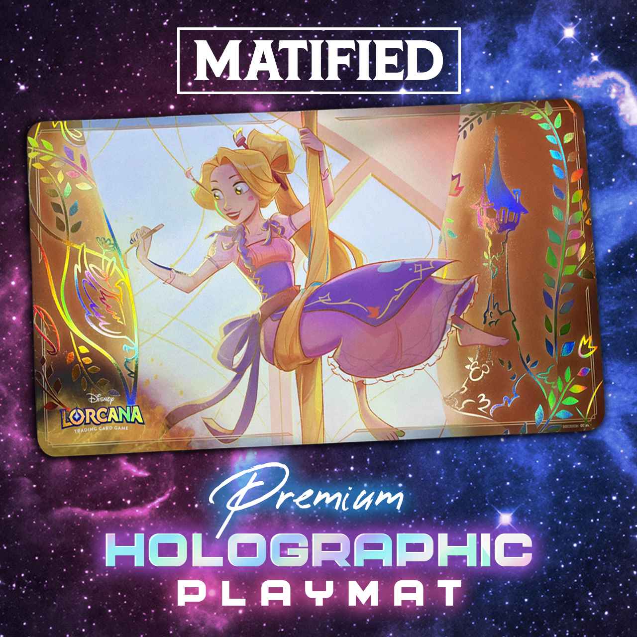 Foil "Disney Lorcana: Rapunzel" Playmat - Matified: Premium Custom Playmats Foil "Disney Lorcana: Rapunzel" Playmat - Matified: Premium Custom Playmats
