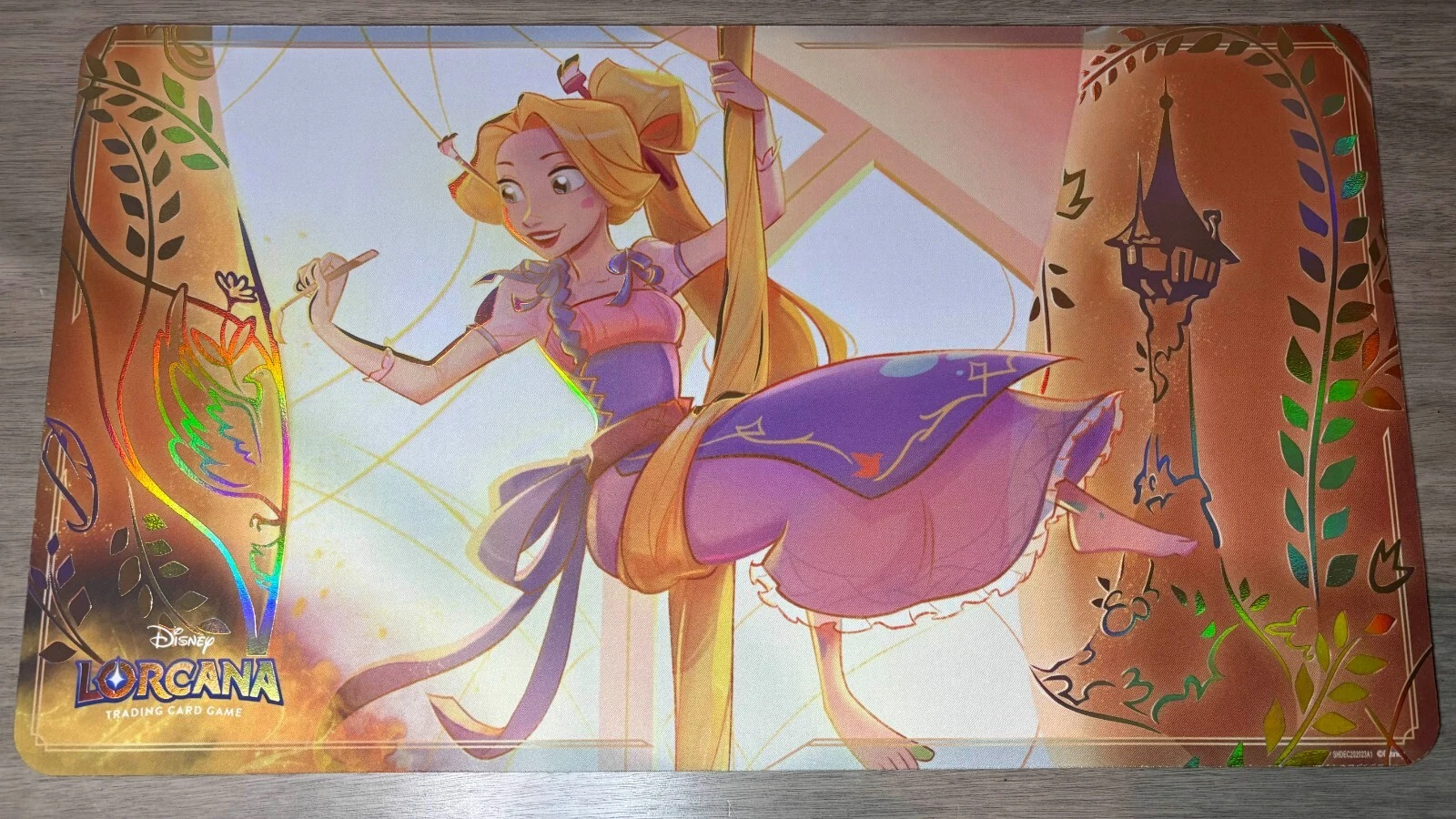 Rapunzel Disney Lorcana playmat with custom foil accenting