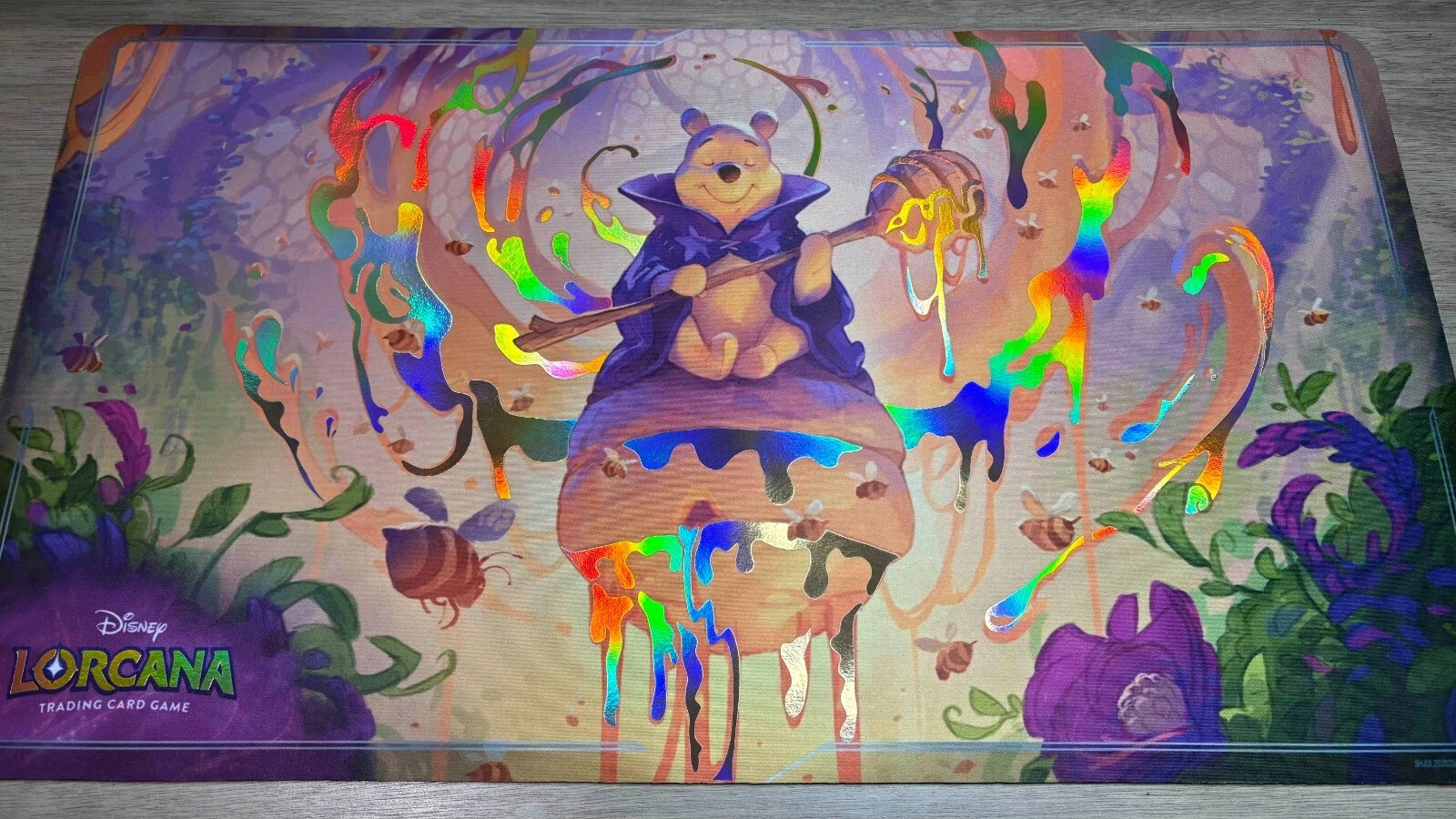 Winnie the Pooh Disney Lorcana playmat with custom foil accenting