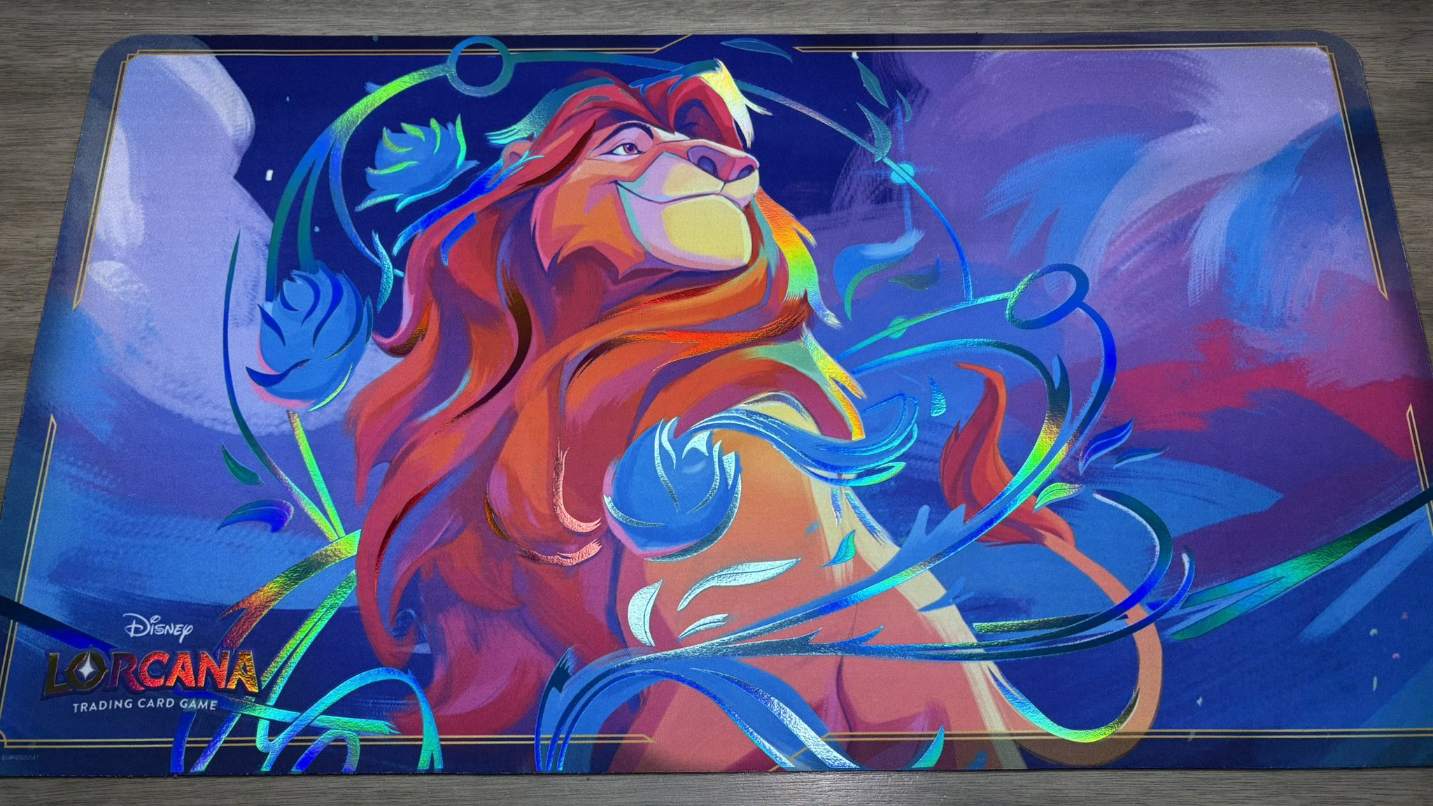 Mufasa Disney Lorcana playmat with custom foil accenting