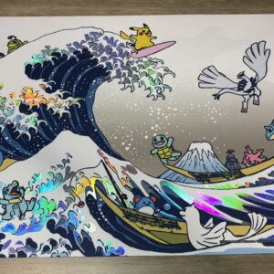 custom-foiled-pokemon-tcg-great-wave-pikachu-friends-playmat