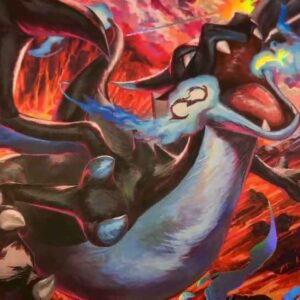 custom-foiled-pokemon-tcg-phantasmal-flames-charizard-mega-x-playmat-video